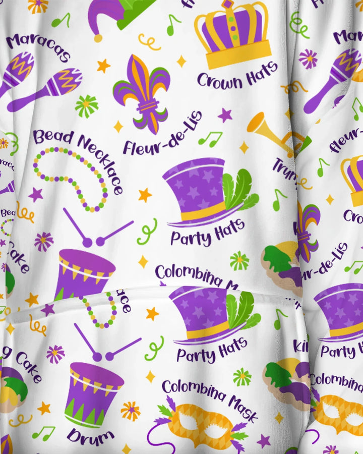 Mardi Gras Family Matching Bamboo Blanket Hoodie