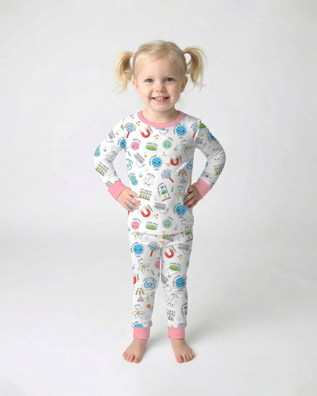 Science Fun Family Matching Bamboo Two Piece Long Sleeve Pajama Set