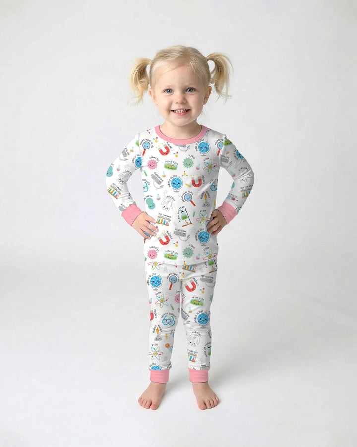 Science Fun Family Matching Bamboo Two Piece Long Sleeve Pajama Set