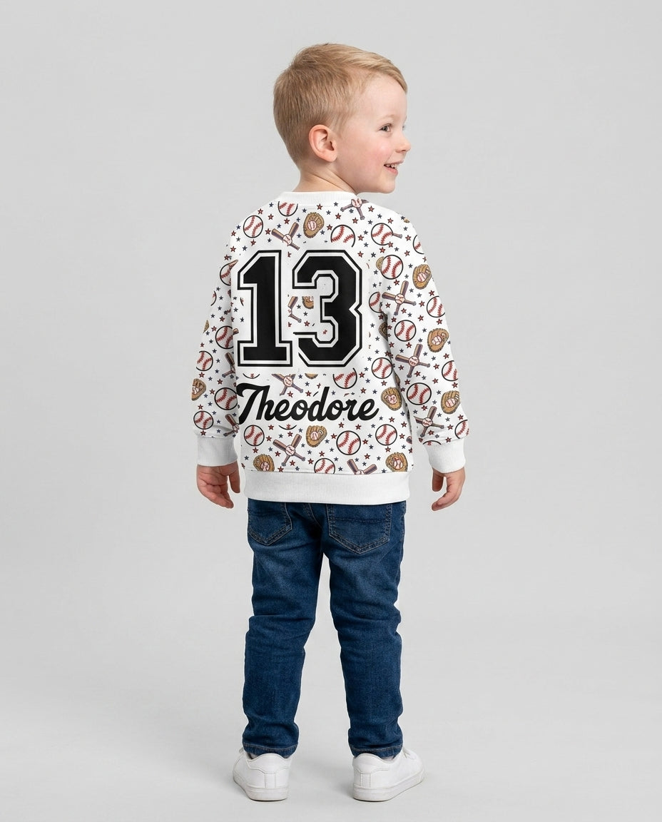 All-Star Baseball Custom Name Bamboo Crewneck Sweatshirt