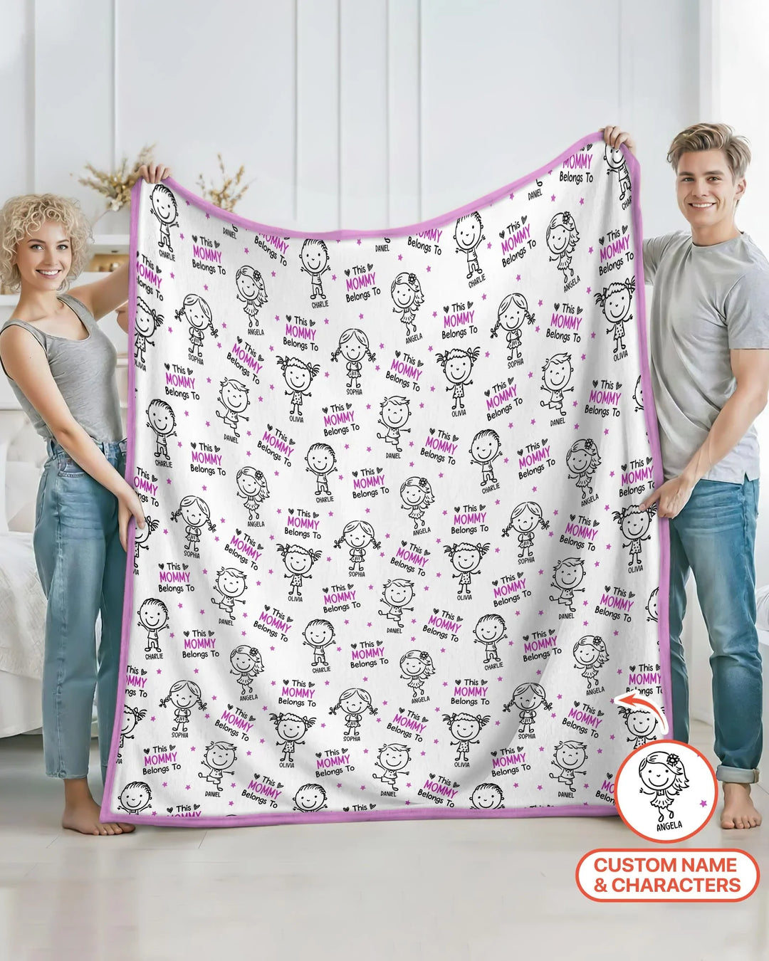 Custom Name "This Mommy Belongs To" Doodle Bamboo Blanket