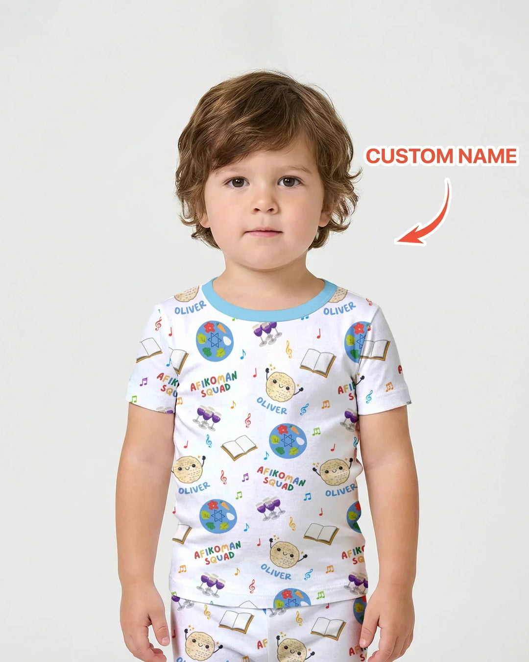 Custom Name Passover Afikoman Squad Bamboo Two Piece Short Sleeve Shorts Pajama Set