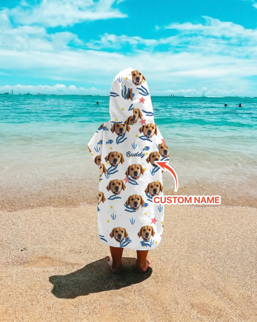 Custom Photo We All Need Vitamin Sea Bamboo Swim Poncho