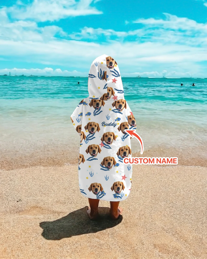 Custom Photo We All Need Vitamin Sea Bamboo Swim Poncho