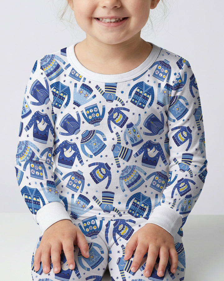 Cute Hanukkah Jumpers Bamboo Two Piece Long Sleeve Pajama Set