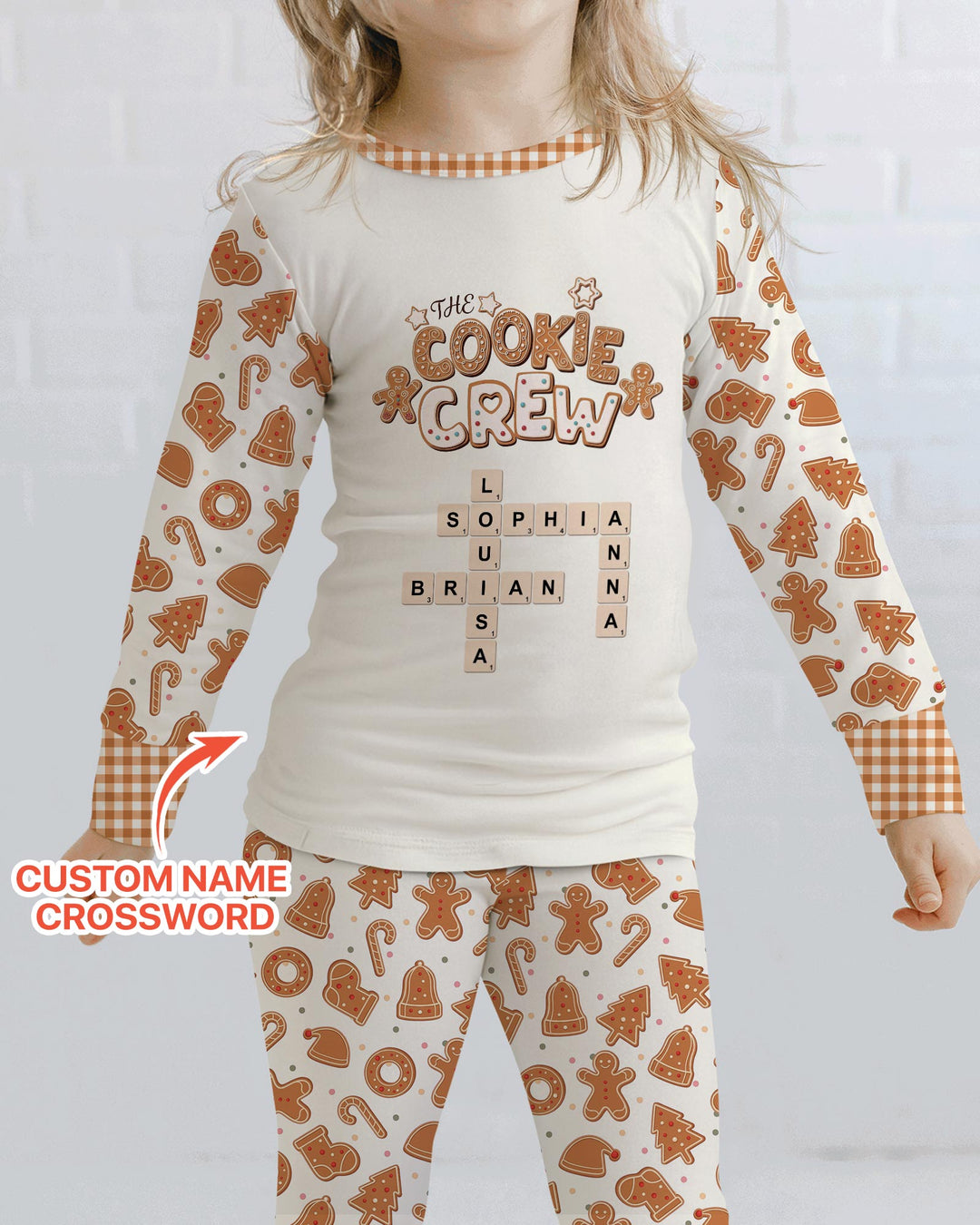 Custom Crossword Cookie Crew Bamboo Two Piece Long Sleeve Pajama Set