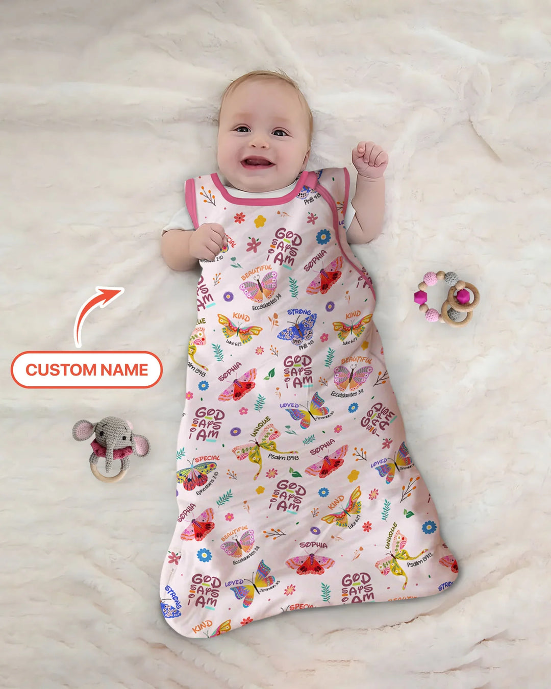 Custom Name God says I am Butterfly Bamboo Sleep Bag