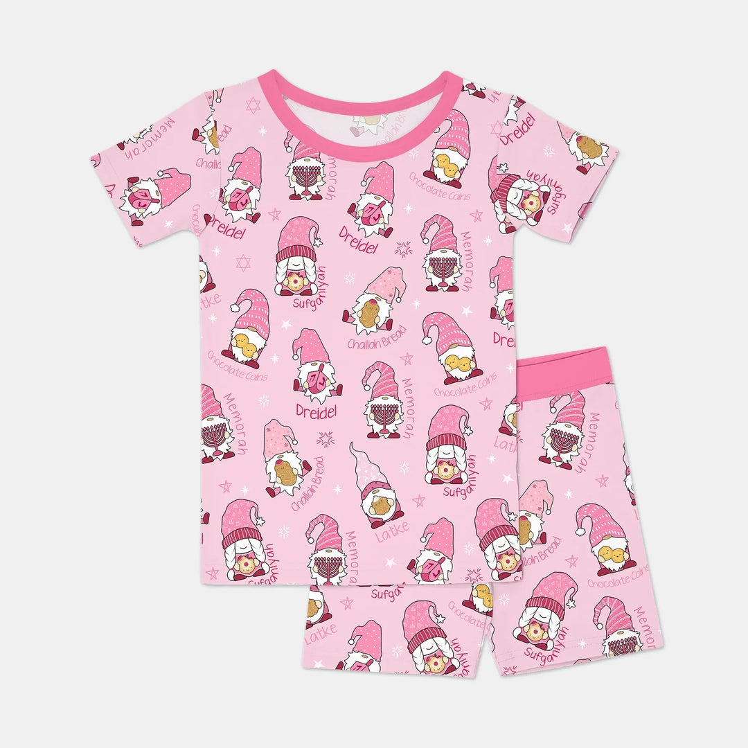 Happy Hanukkah Matching Family Two Piece Short Sleeve Shorts Pajama Set , Happy Hanukkah Matching Family Two Piece Short Sleeve Shorts Pajama Set - 12-18M / Girl