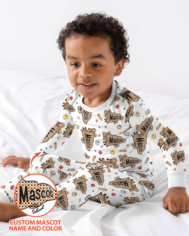 Custom Mascot School Name Bamboo Two Piece Long Sleeve Pajama Set