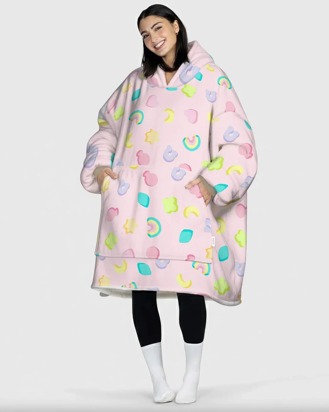 Pastel Lucky Charms Scatter Wearable Bamboo Blanket Hoodie