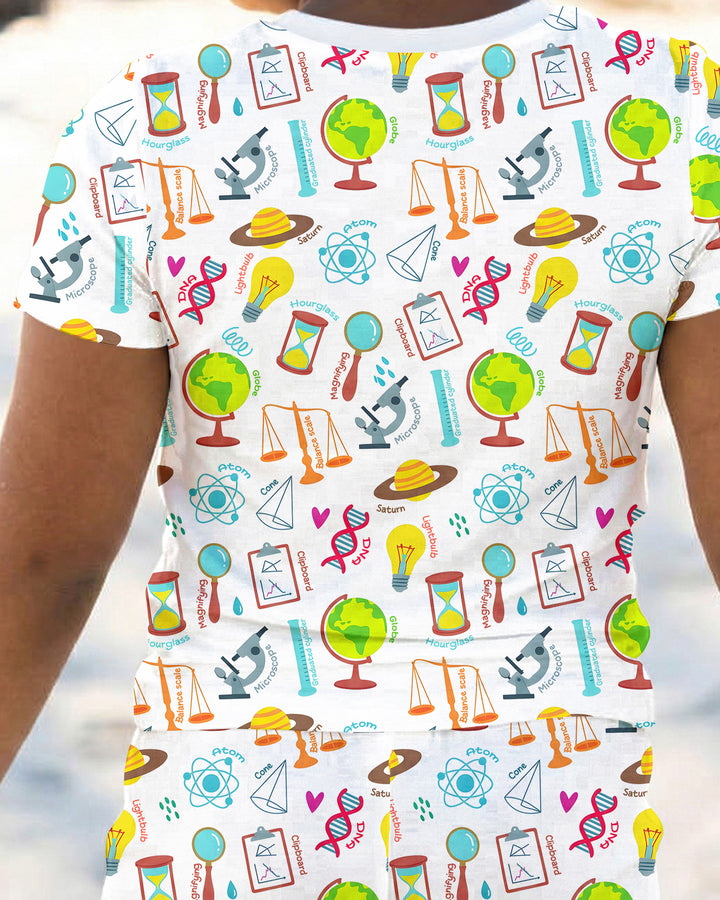 Tiny Scientist Explores The World Bamboo Two Piece Short Sleeve Pajama Set