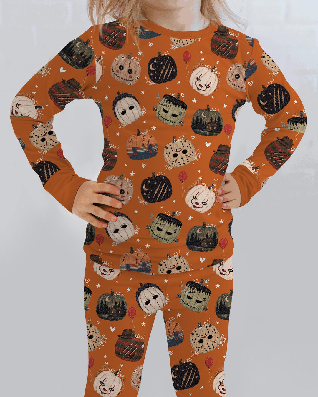 Spooky Slasher Pumpkins Bamboo Two Piece Long Sleeve Pajama Set