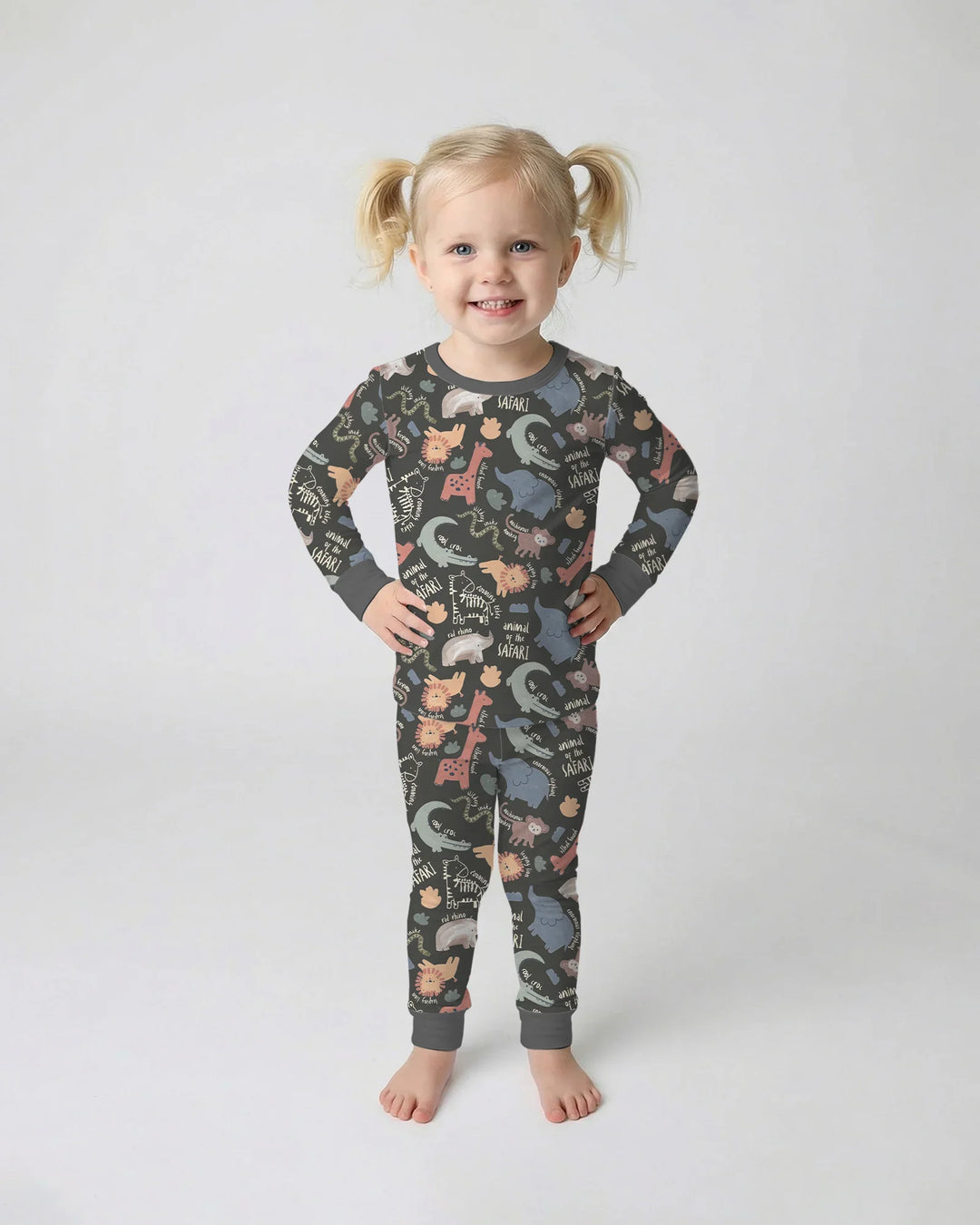 Funny African Animals Bamboo Two Piece Long Sleeve Pajama Set