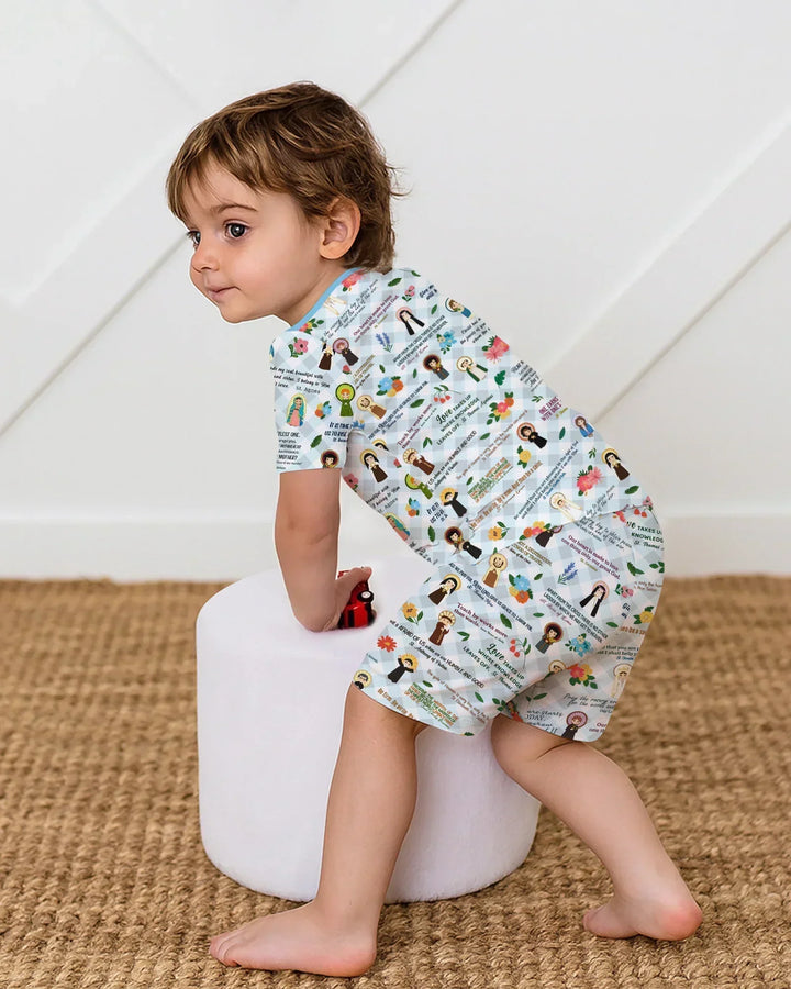 Catholic Saint Quotes Bamboo Two Piece Short Sleeve Shorts Pajama Set