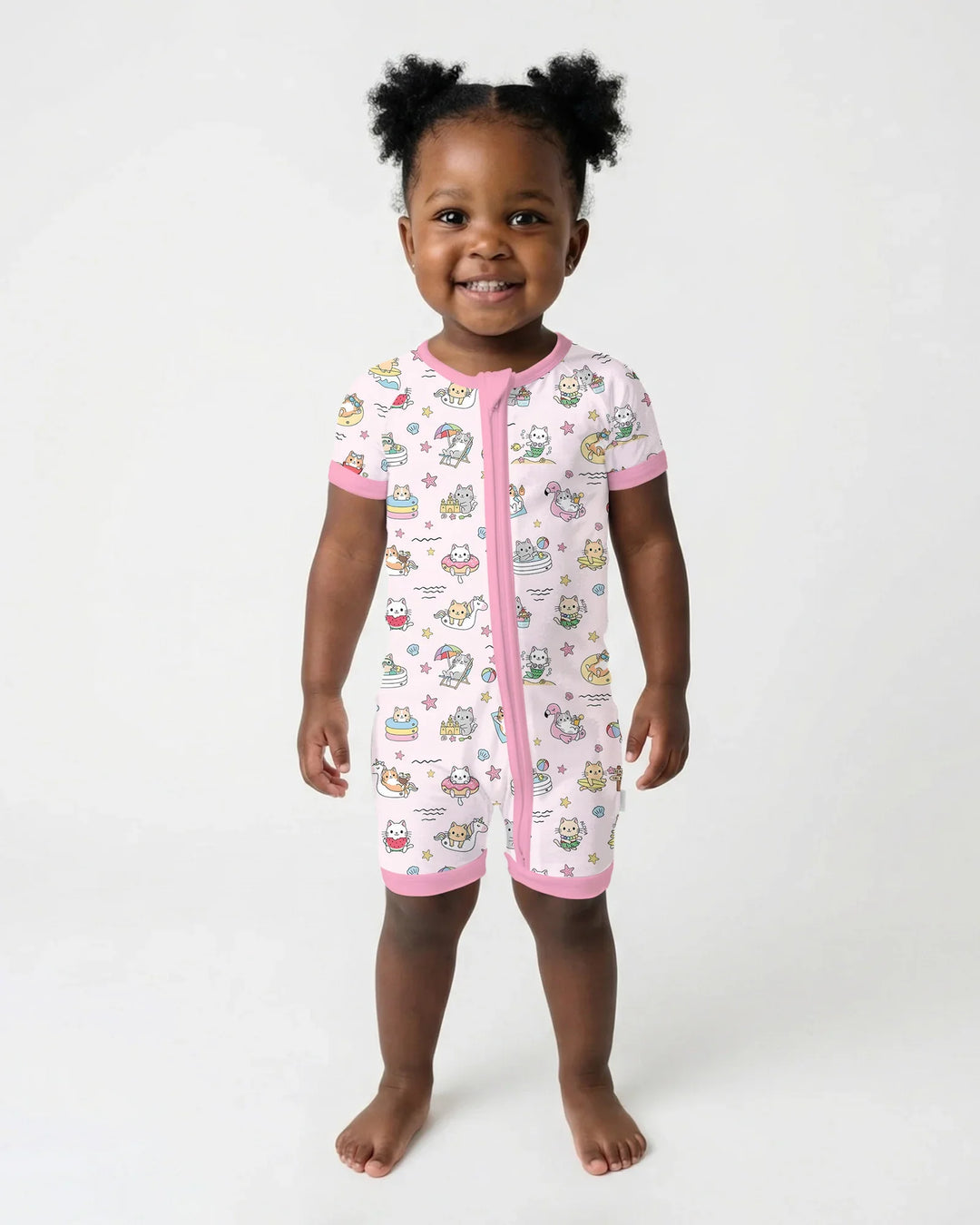 Kawaii Cats Summer Vacation Bamboo Shorty Zippy