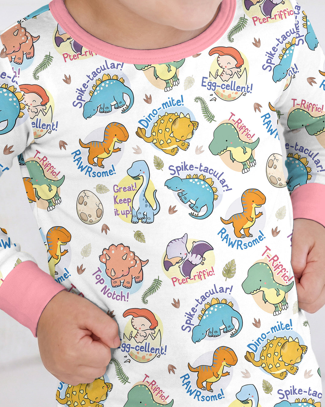 Cute Dinosaur Pun Bamboo Two Piece Long Sleeve Pajama Set