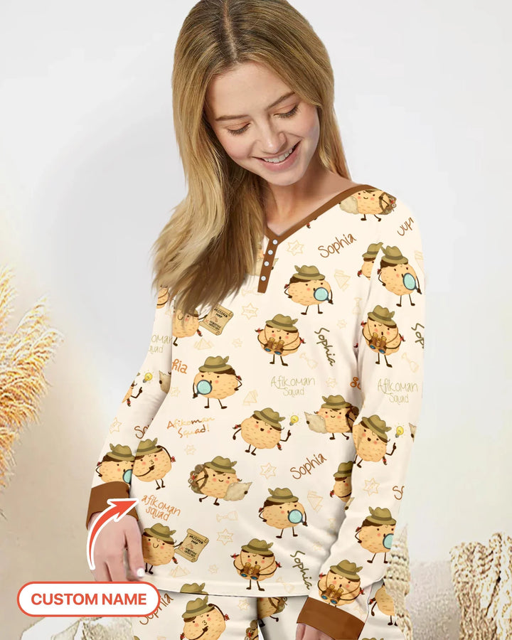 Custom Name Passover Afikoman Bamboo Women Pajama Set