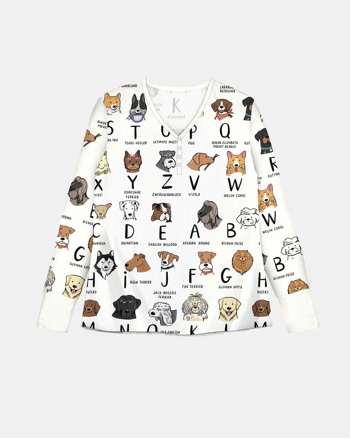 Funny Dogs Alphabet Bamboo Women Pajama Set