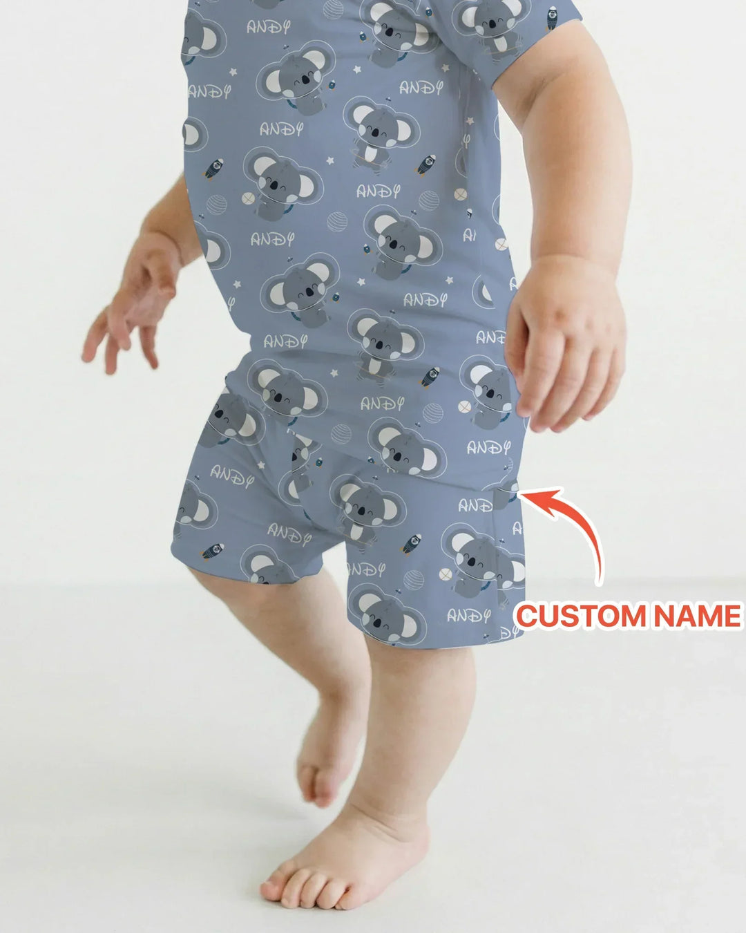Custom Name Cosmic Koala Bamboo Two Piece Short Sleeve Shorts Pajama Set