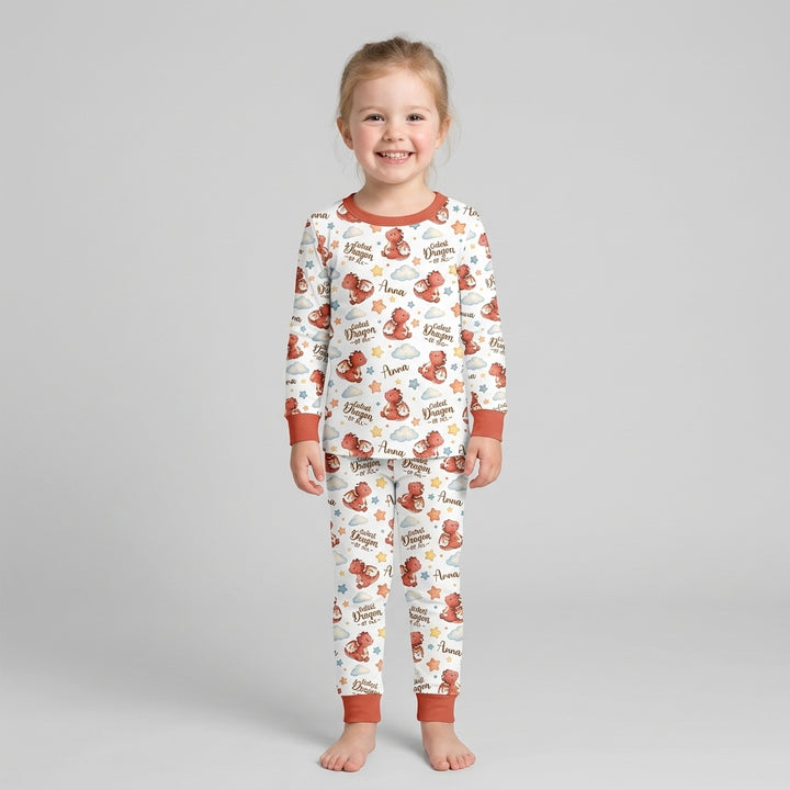 Custom Name Cutest Dragon Of All Bamboo Two Piece Long Sleeve Pajama Set