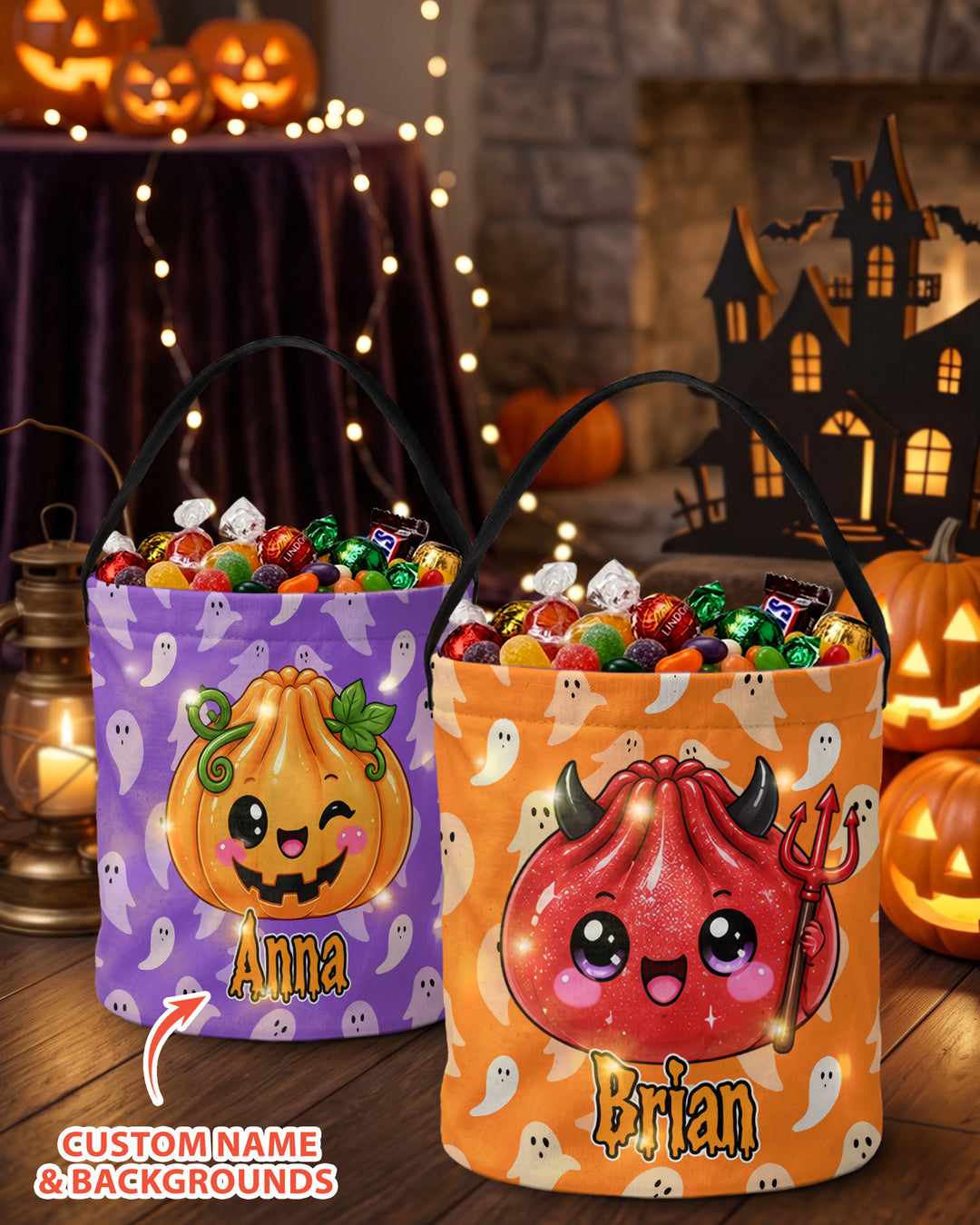 Personalized Halloween Dumpling Cute Character Led Light Bucket Bag