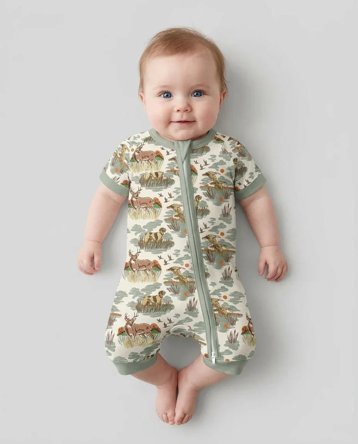 Vintage Hunting Season Daddy& Me Matching Bamboo Shorty Zippy
