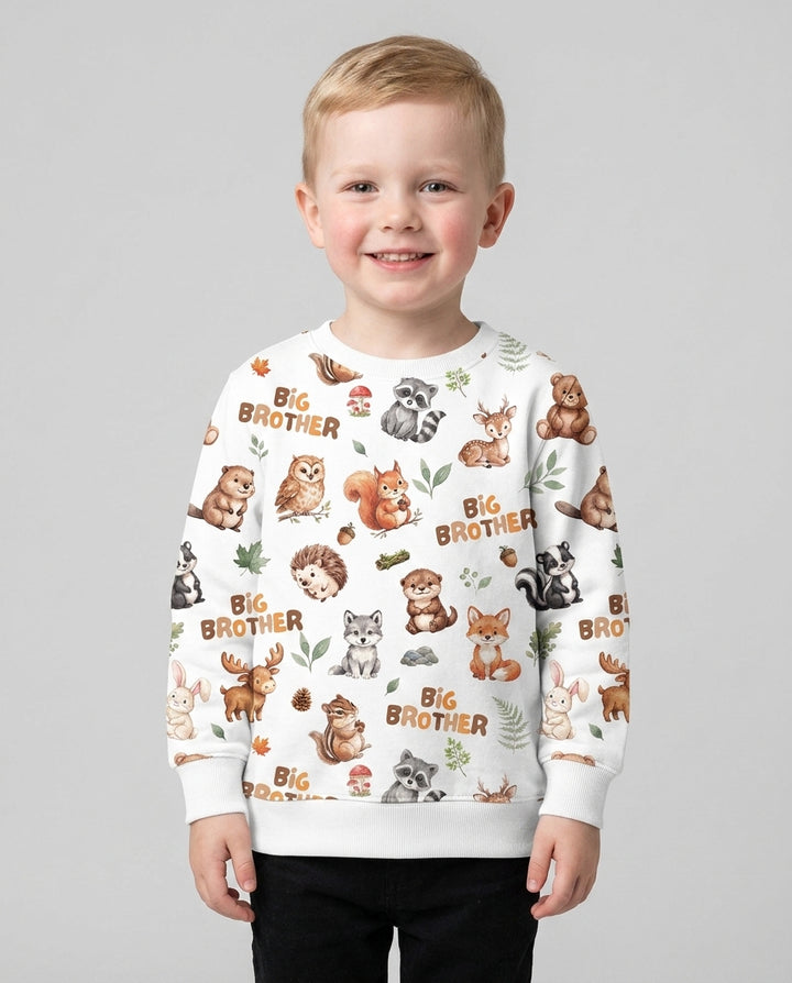 Custom Quote Woodland Animal Matching Sibling Bamboo Crewneck Sweatshirt