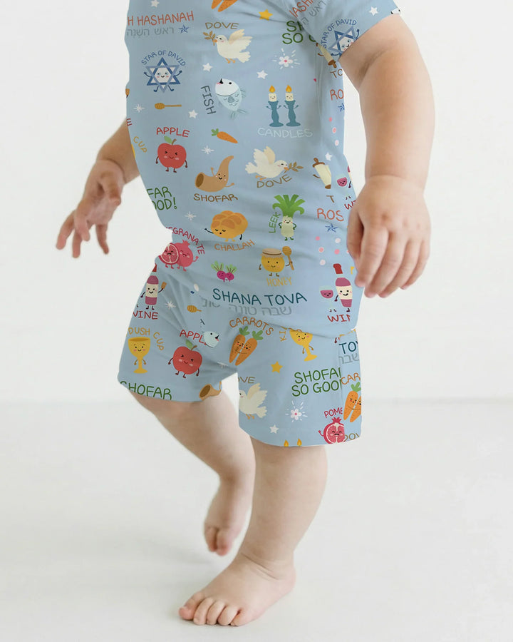 Family Rosh Hashanah Matching Bamboo Two Piece Short Sleeve Shorts Pajama Set