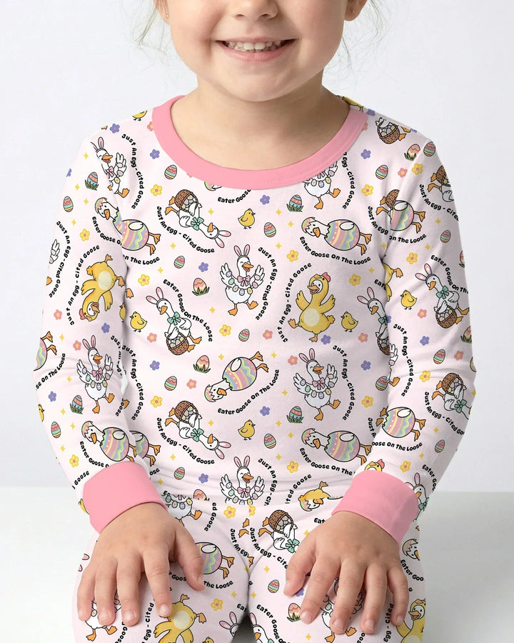 Easter Goose Family Matching Bamboo Two Piece Long Sleeve Pajama Set