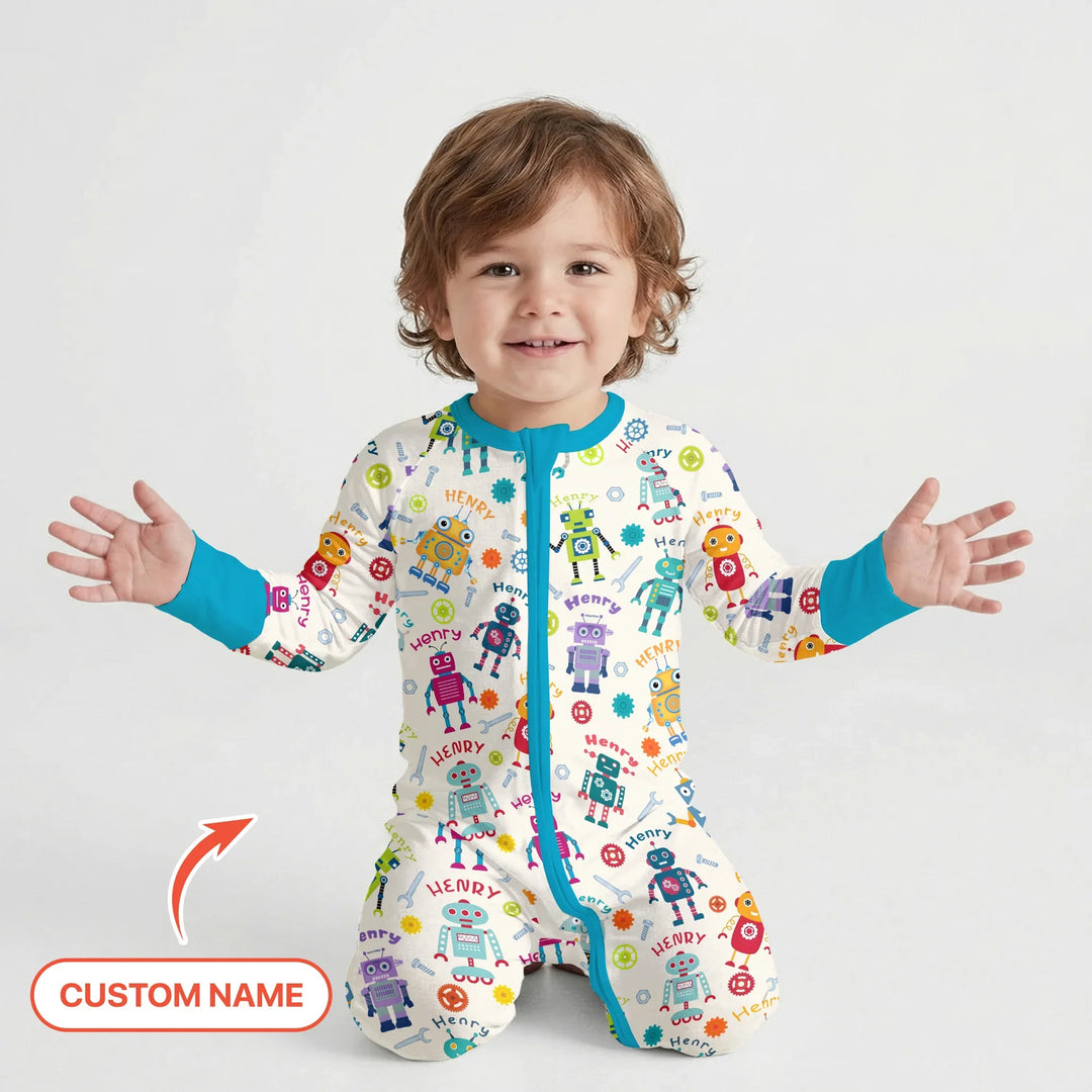 Robo Buddy Squad Custom Name Bamboo Convertible Zippy