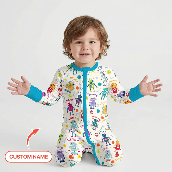Robo Buddy Squad Custom Name Bamboo Convertible Zippy
