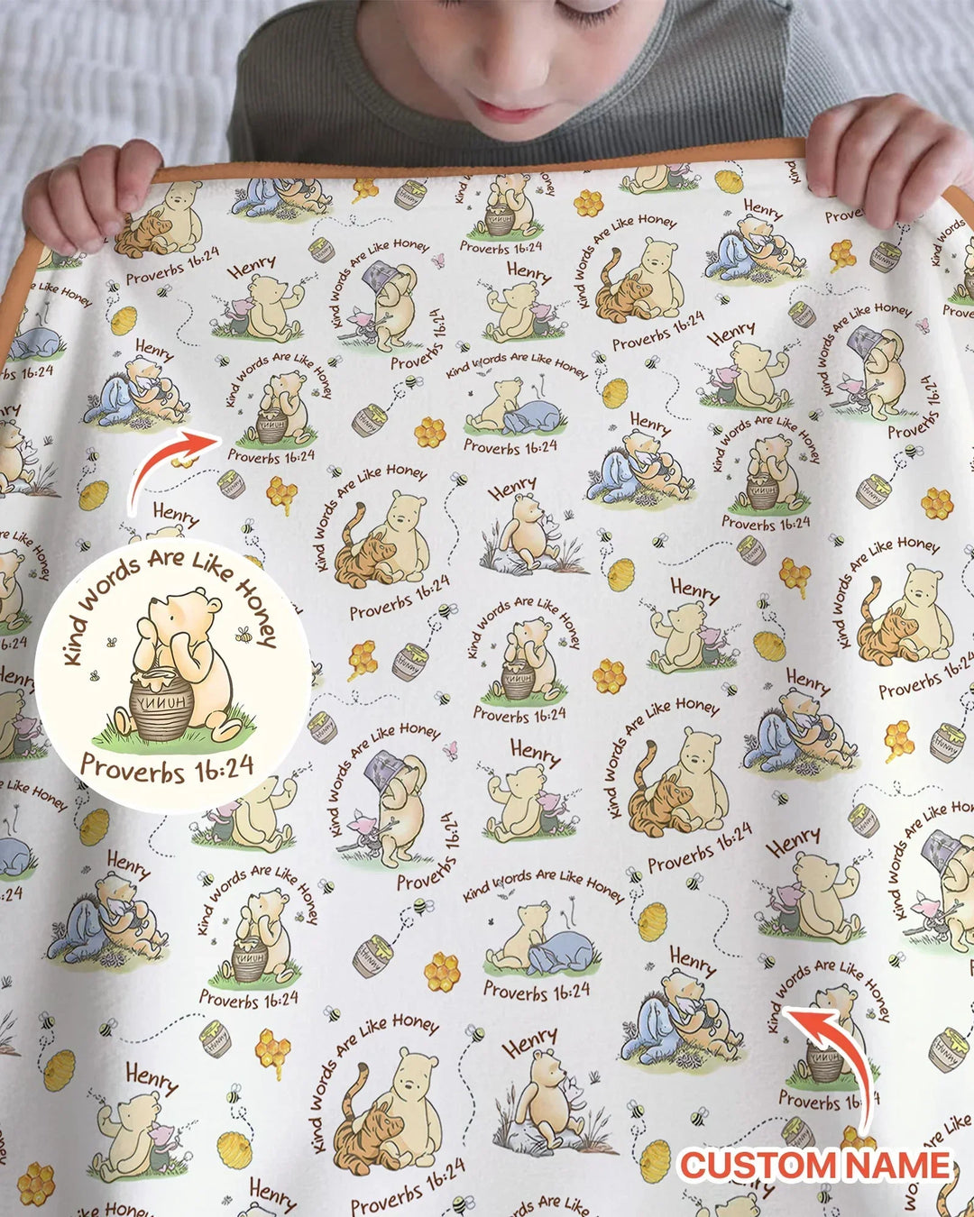 Kind Words Are Like Honey Custom Name Bamboo Blanket
