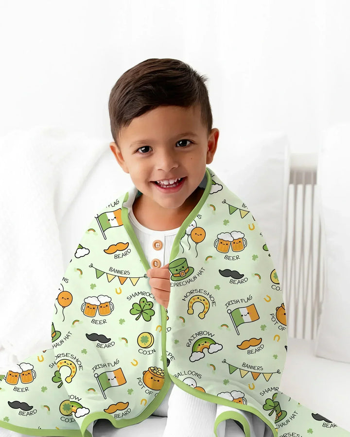 Kawaii St Patrick's Day Bamboo Blanket