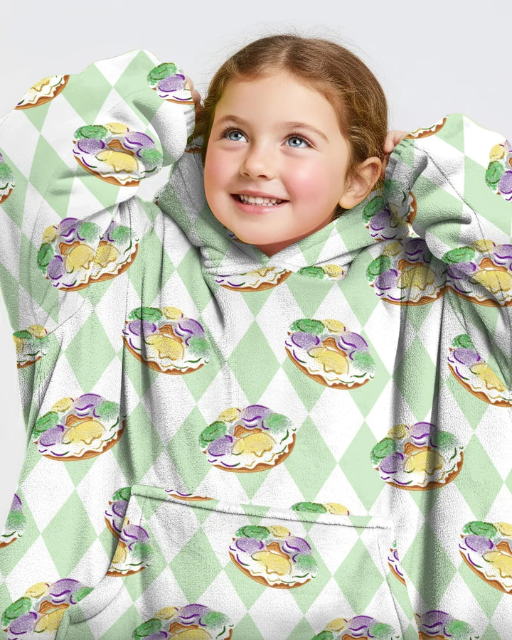 Mardi Gras Donut Wearable Bamboo Blanket Hoodie