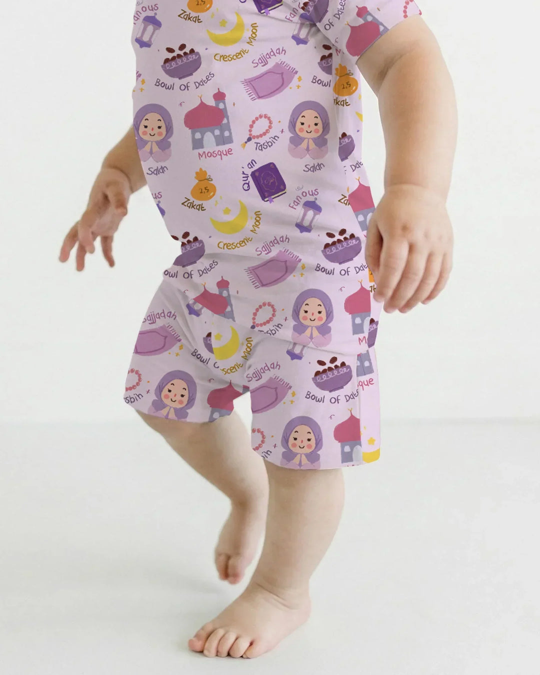 Happy Ramadhan Bamboo Two Piece Short Sleeve Shorts Pajama Set