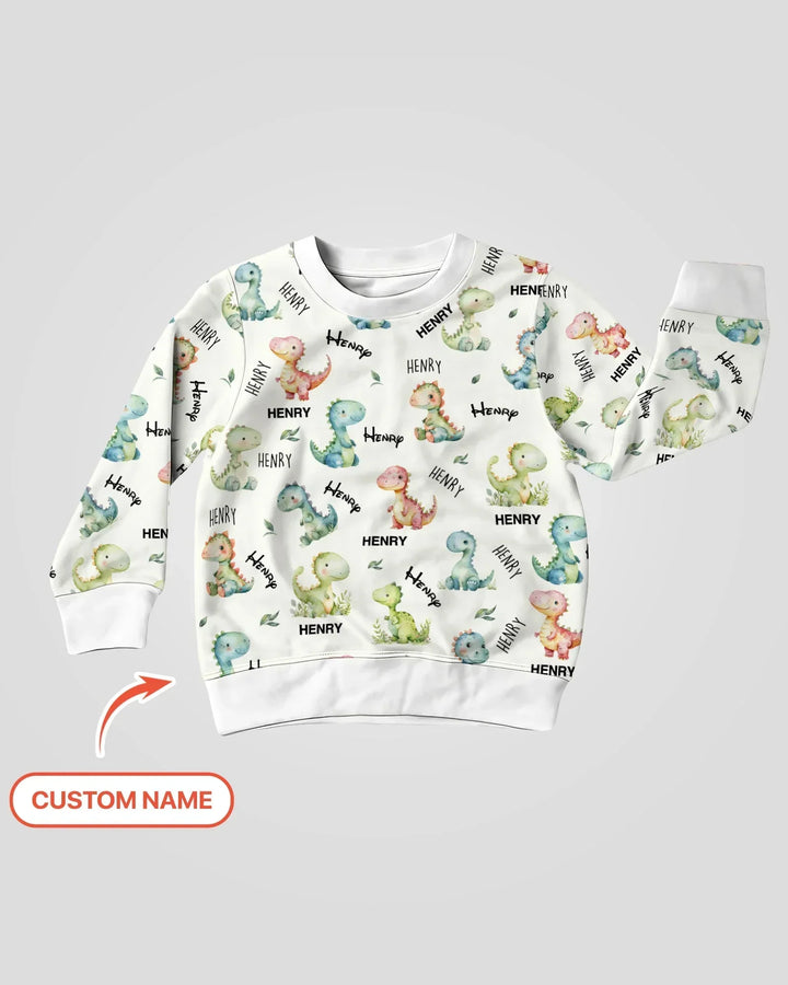 Dinosaur Custom Name Bamboo Crewneck Sweatshirt