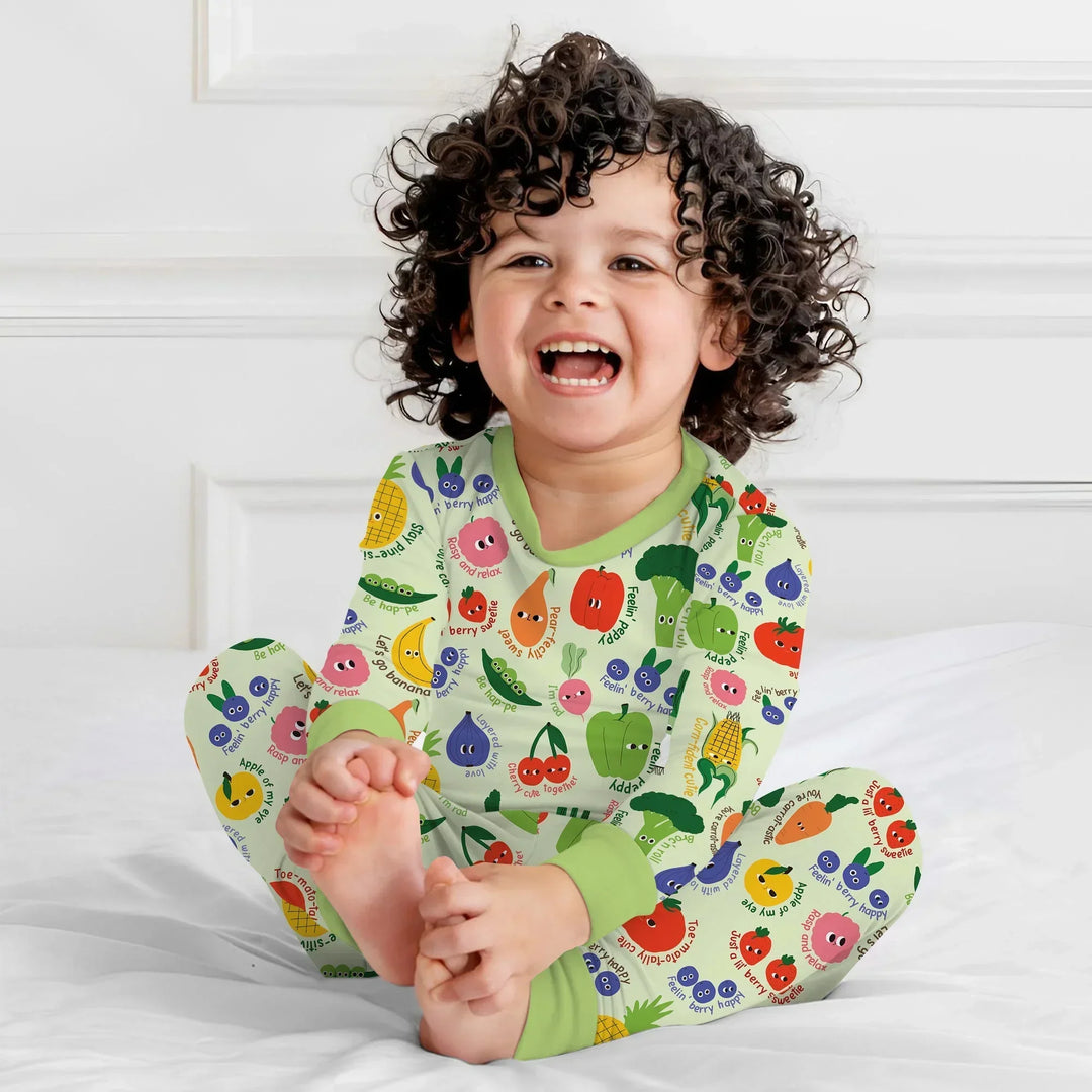 Little Veggie Garden Bamboo Two Piece Long Sleeve Pajama Set