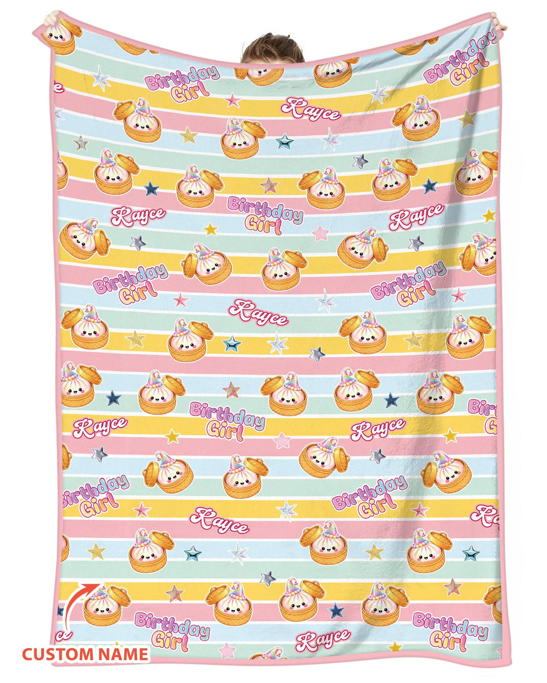 Custom Dumpling Birthday Girl Bamboo Blanket