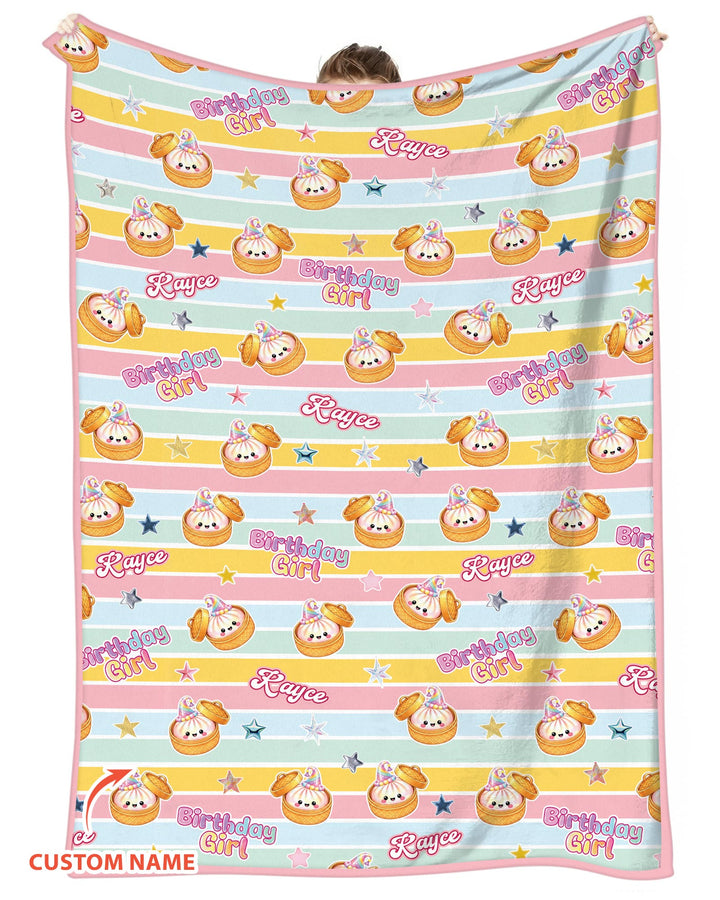 Custom Dumpling Birthday Girl Bamboo Blanket