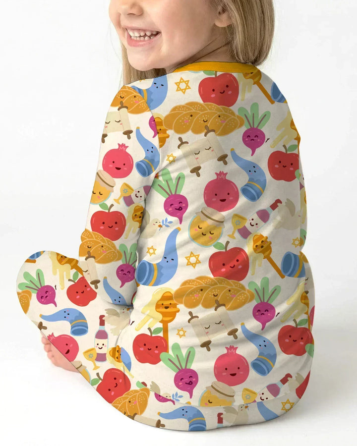 Shana Tova Rosh Hashanah Bamboo Two Piece Long Sleeve Pajama Set