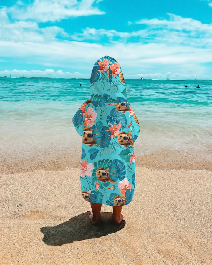Hawaiian Custom Photo Dog Bamboo Swim Poncho