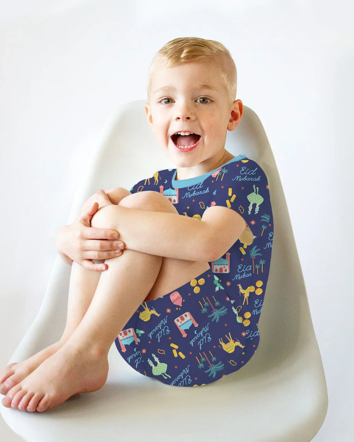 Eid Mubarak Matching Family Bamboo Two Piece Short Sleeve Shorts Pajama Set