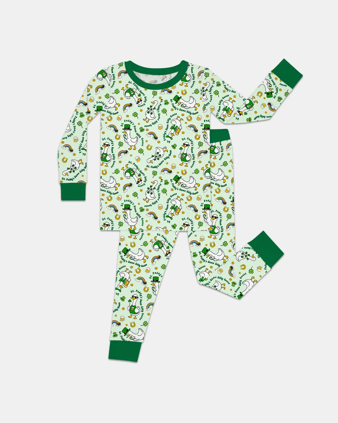 St. Patrick's Day Silly Goose Bamboo Two Piece Long Sleeve Pajama Set