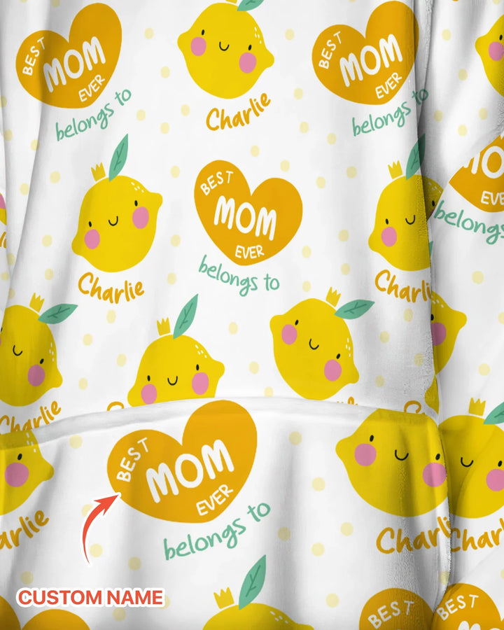 Custom Name Best Mom Ever Belongs to Bamboo Blanket Hoodie