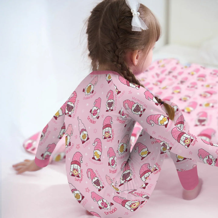 Happy Hanukkah Matching Family Convertible Zippy , Happy Hanukkah Matching Family Convertible Zippy - 0-3M / Girl