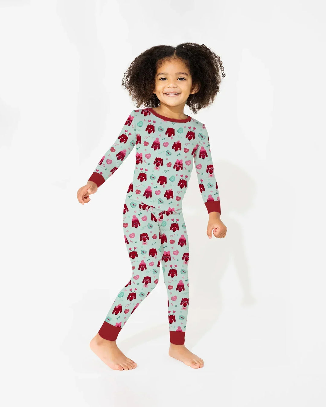 Dachshund Is My Valentine Bamboo Two Piece Long Sleeve Pajama Set