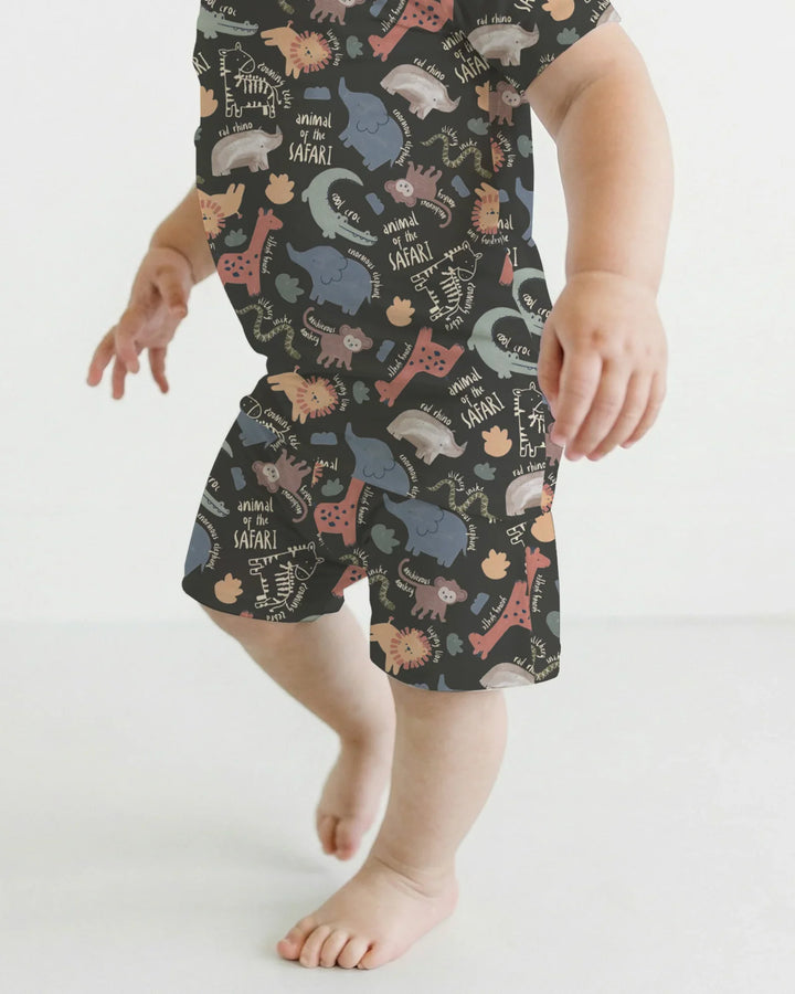 Funny African Animals Bamboo Two Piece Short Sleeve Shorts Pajama Set