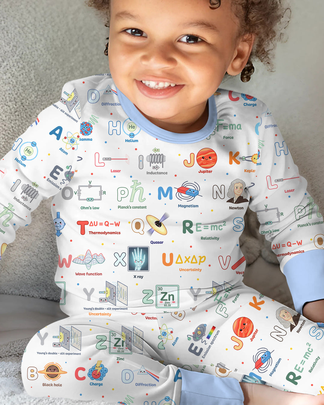 The Physics Alphabet Bamboo Two Piece Long Sleeve Pajama Set
