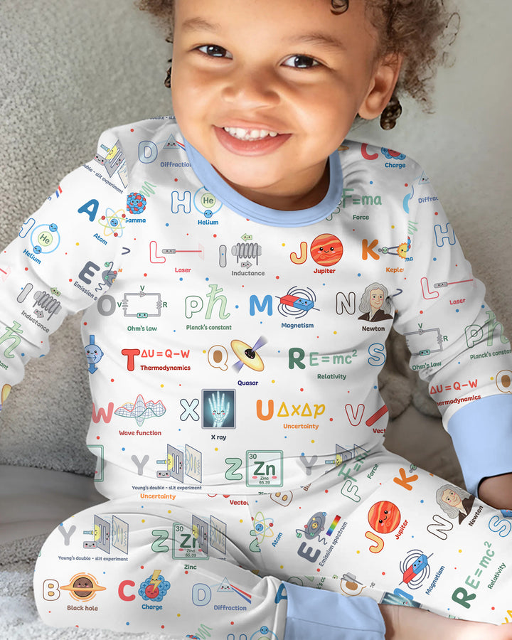 The Physics Alphabet Bamboo Two Piece Long Sleeve Pajama Set