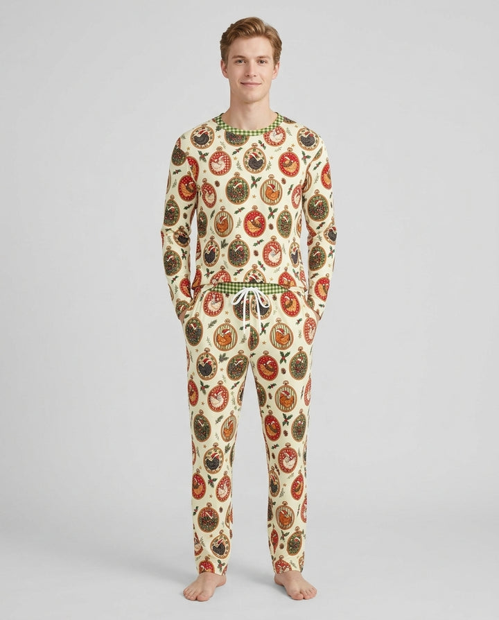 Chicken Merry Clucking Christmas Bamboo Men's Pajama Set